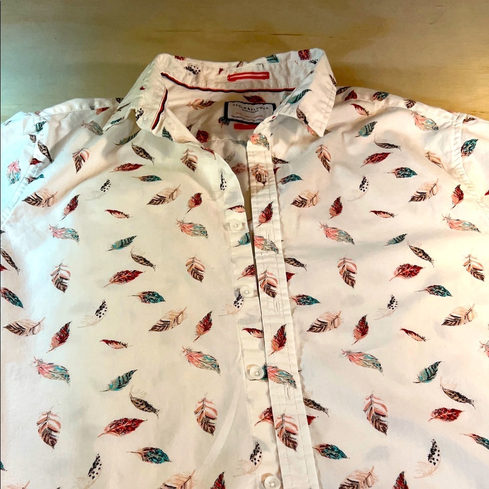 Denim & Flower Feather Print Casual Shirt - Multicolor by Ricky Singh